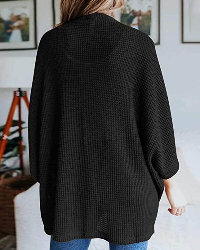 Effen Cardigen met 3/4 mouwen in de kleur Violet voor dames in stijl ideaal voor de herfst.