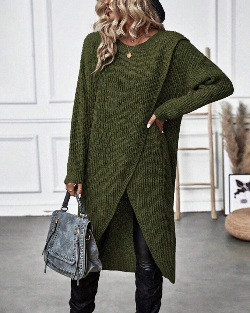 Effen kleurige jurk in de kleur Grijs voor dames in stijl ideaal voor de herfst.