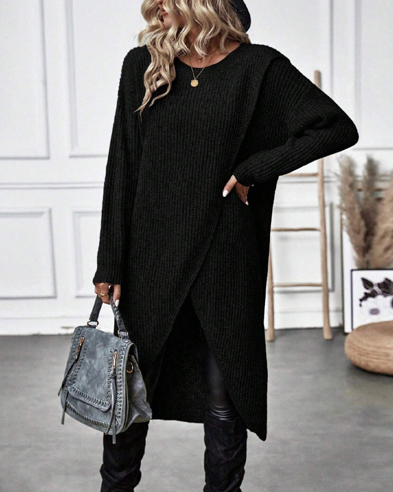Effen kleurige jurk in de kleur Grijs voor dames in stijl ideaal voor de herfst.