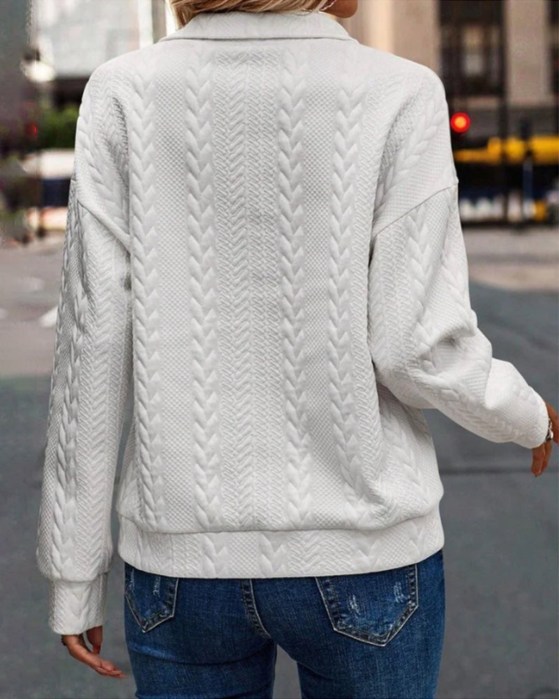 Effen trui met ritssluiting in de kleur Wit voor dames in stijl ideaal voor de herfst.