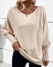 Effenkleurige blouse met een ronde halslijn in de kleur Beige voor dames in stijl ideaal voor de herfst.