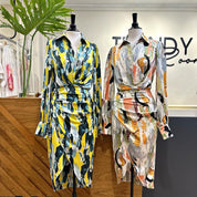 Elegante bedrukte Midi-Jurk Rosalie in de kleur Groen voor dames in stijl ideaal voor de lente.