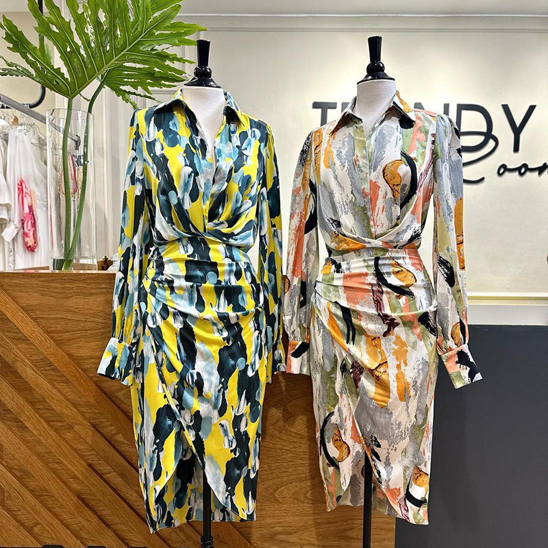 Elegante bedrukte Midi-Jurk Rosalie in de kleur Groen voor dames in stijl ideaal voor de lente.