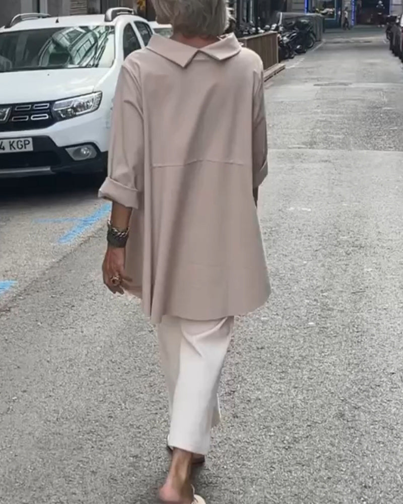 Elegante blouse met een onregelmatige snit en lange mouwen in de kleur Grijs voor in stijl ideaal voor de herfst.