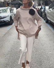 Elegante blouse met een onregelmatige snit en lange mouwen in de kleur Grijs voor in stijl ideaal voor de herfst.