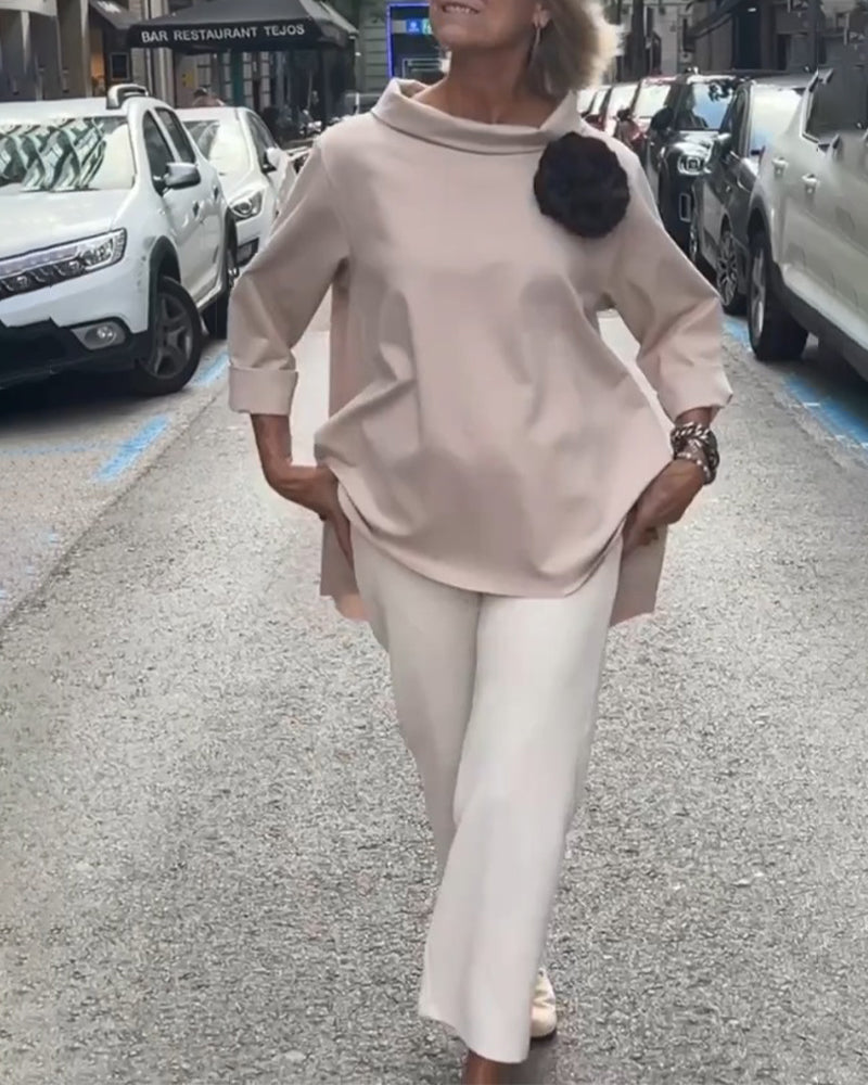 Elegante blouse met een onregelmatige snit en lange mouwen in de kleur Grijs voor in stijl ideaal voor de herfst.