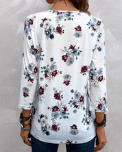 Elegante blouse met gebloemde drukknopen in de kleur Wit voor dames in stijl ideaal voor de herfst.