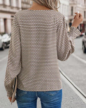 Elegante Blouse met V-hals in de kleur Khaki voor dames in stijl ideaal voor de herfst.