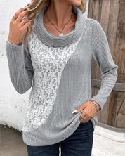 Elegante blouse van patchwork in de kleur Grijs voor dames in stijl ideaal voor de herfst.