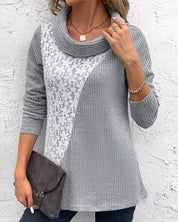 Elegante blouse van patchwork in de kleur Grijs voor dames in stijl ideaal voor de herfst.