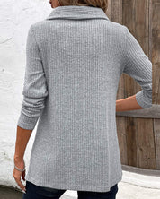 Elegante blouse van patchwork in de kleur Grijs voor dames in stijl ideaal voor de herfst.