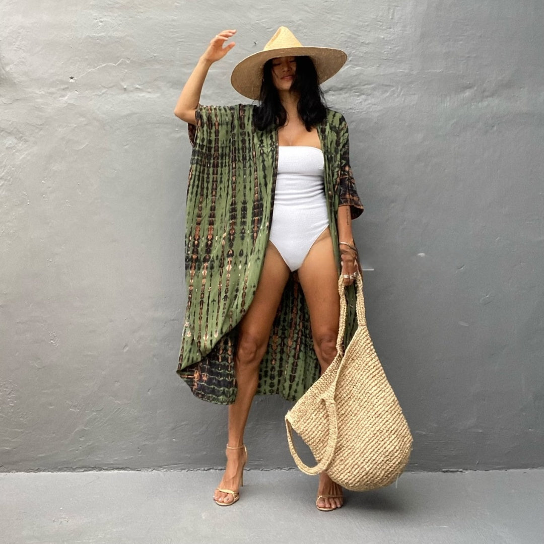 Elegante Kimono in de kleur Groen voor dames in Lounge stijl ideaal voor de lente.