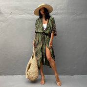 Elegante Kimono in de kleur Groen voor dames in Lounge stijl ideaal voor de lente.