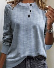 Gestreepte Trui met ronde hals in de kleur Blauw voor dames in stijl ideaal voor de herfst.