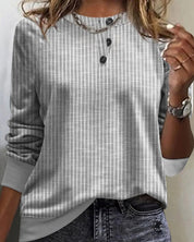Gestreepte Trui met ronde hals in de kleur Grijs voor dames in stijl ideaal voor de herfst.