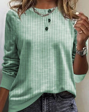 Gestreepte Trui met ronde hals in de kleur Groen voor dames in stijl ideaal voor de herfst.