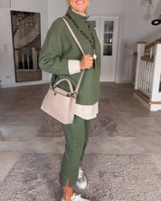 Groene coltrui in de kleur Groen voor dames in stijl ideaal voor de herfst.