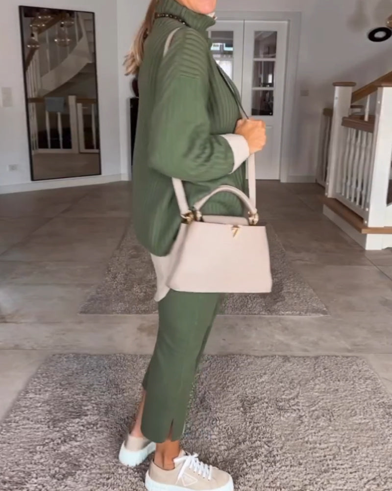 Groene coltrui in de kleur Groen voor dames in stijl ideaal voor de herfst.