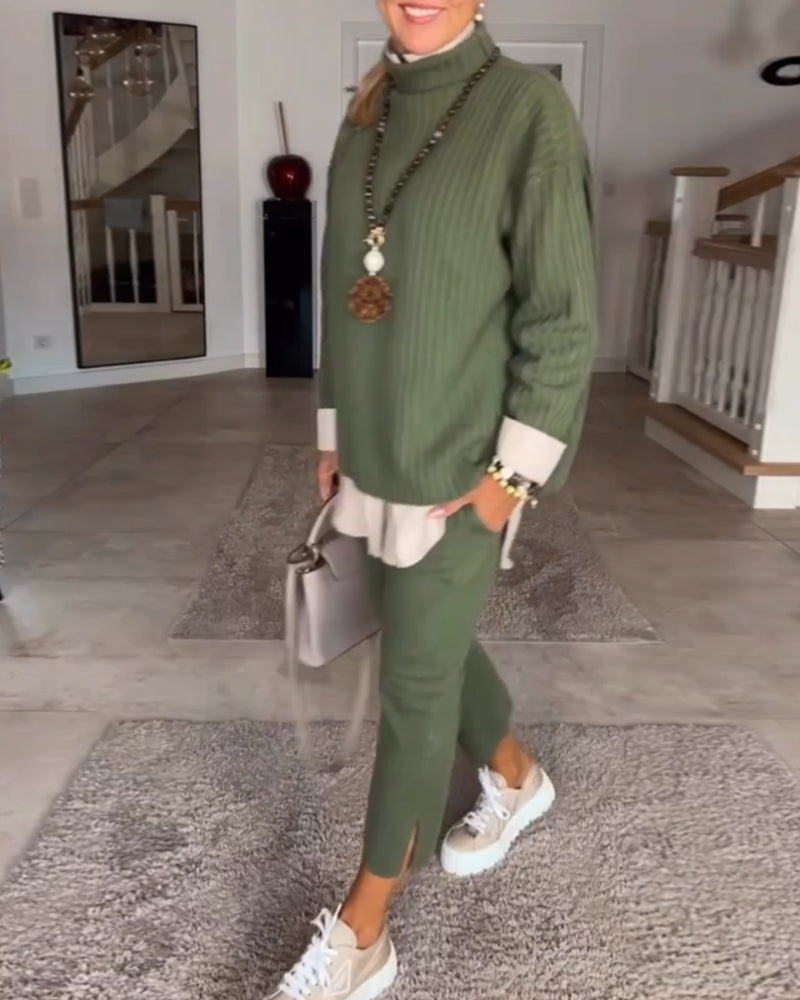 Groene coltrui in de kleur Groen voor dames in stijl ideaal voor de herfst.