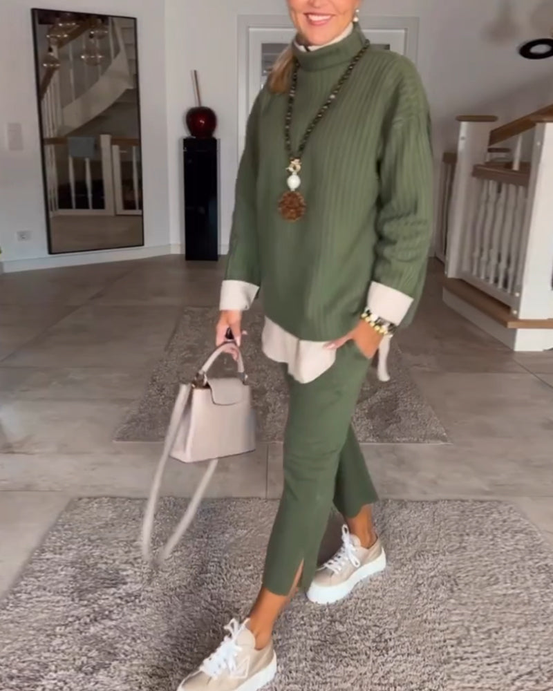 Groene coltrui in de kleur Groen voor dames in stijl ideaal voor de herfst.