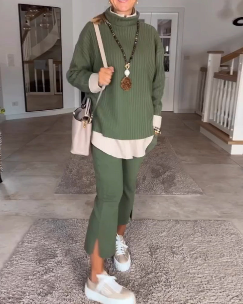 Groene coltrui in de kleur Groen voor dames in stijl ideaal voor de herfst.