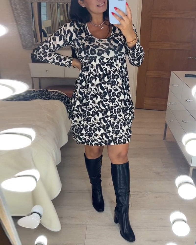 Herfst Jurk met luipaardprint in de kleur Luipaard voor dames in stijl ideaal voor de herfst.