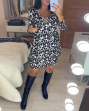 Herfst Jurk met luipaardprint in de kleur Luipaard voor dames in stijl ideaal voor de herfst.