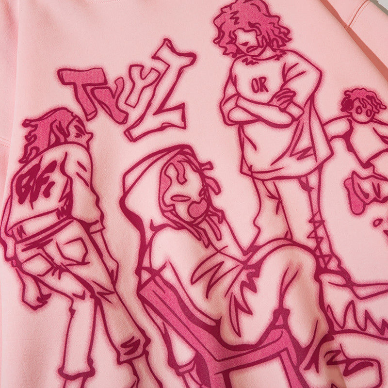 Jaqcues | Streetwear Hoodie met print in de kleur Roze voor dames in Streetwear stijl ideaal voor de winter