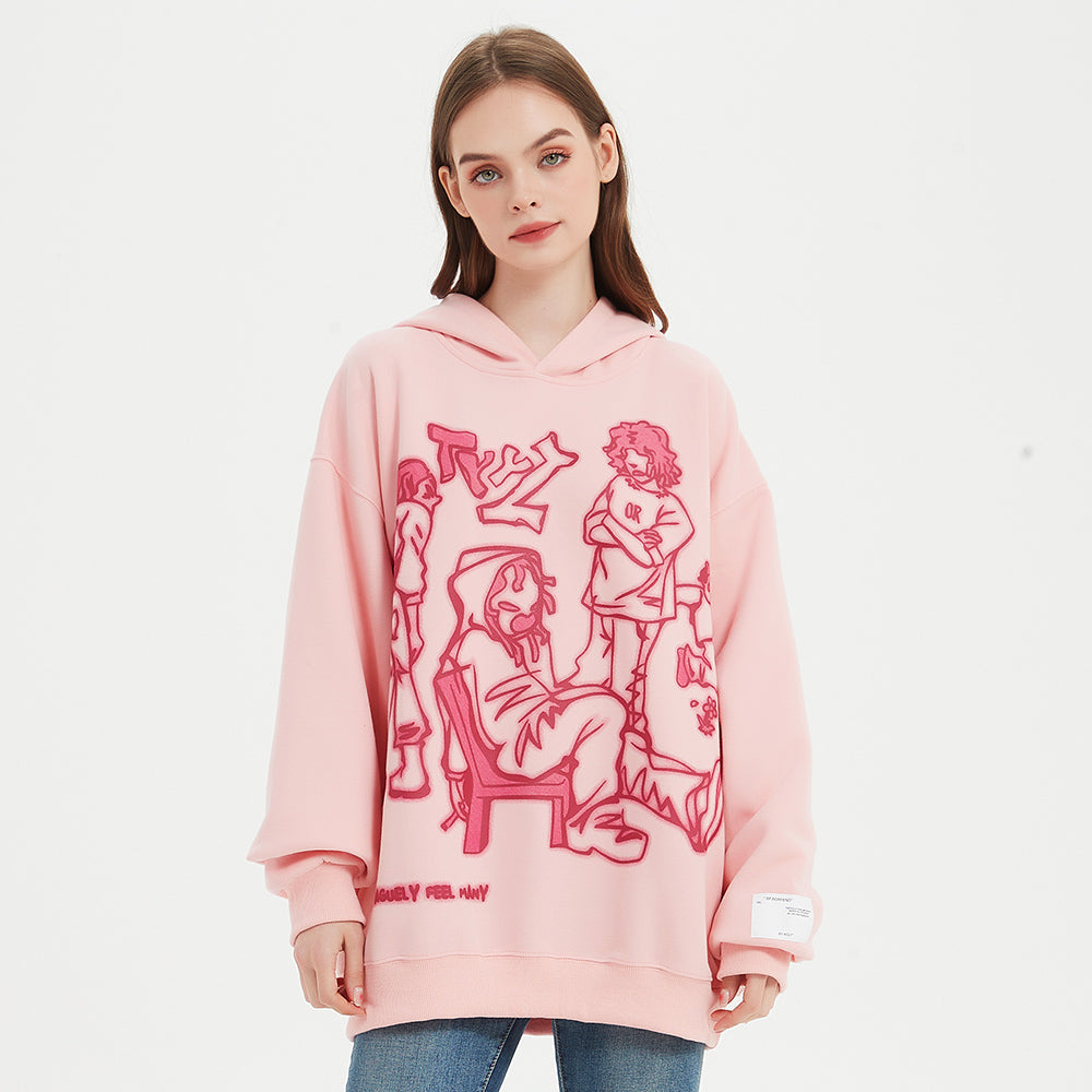 Jaqcues | Streetwear Hoodie met print in de kleur Roze voor dames in Streetwear stijl ideaal voor de winter