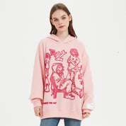 Jaqcues | Streetwear Hoodie met print in de kleur Roze voor dames in Streetwear stijl ideaal voor de winter