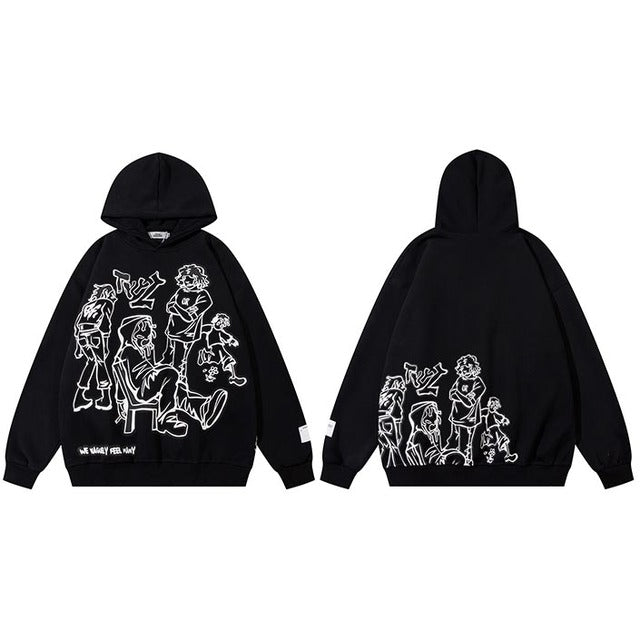 Jaqcues | Streetwear Hoodie met print in de kleur Zwart voor dames in Streetwear stijl ideaal voor de winter