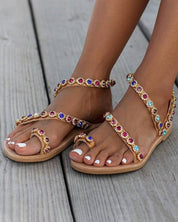 Kleurrijke instap strandsandalen in de kleur Gemengde kleur voor dames in Beach stijl ideaal voor de zomer.