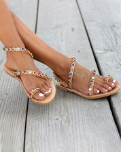 Kleurrijke instap strandsandalen in de kleur Gemengde kleur voor dames in Beach stijl ideaal voor de zomer.