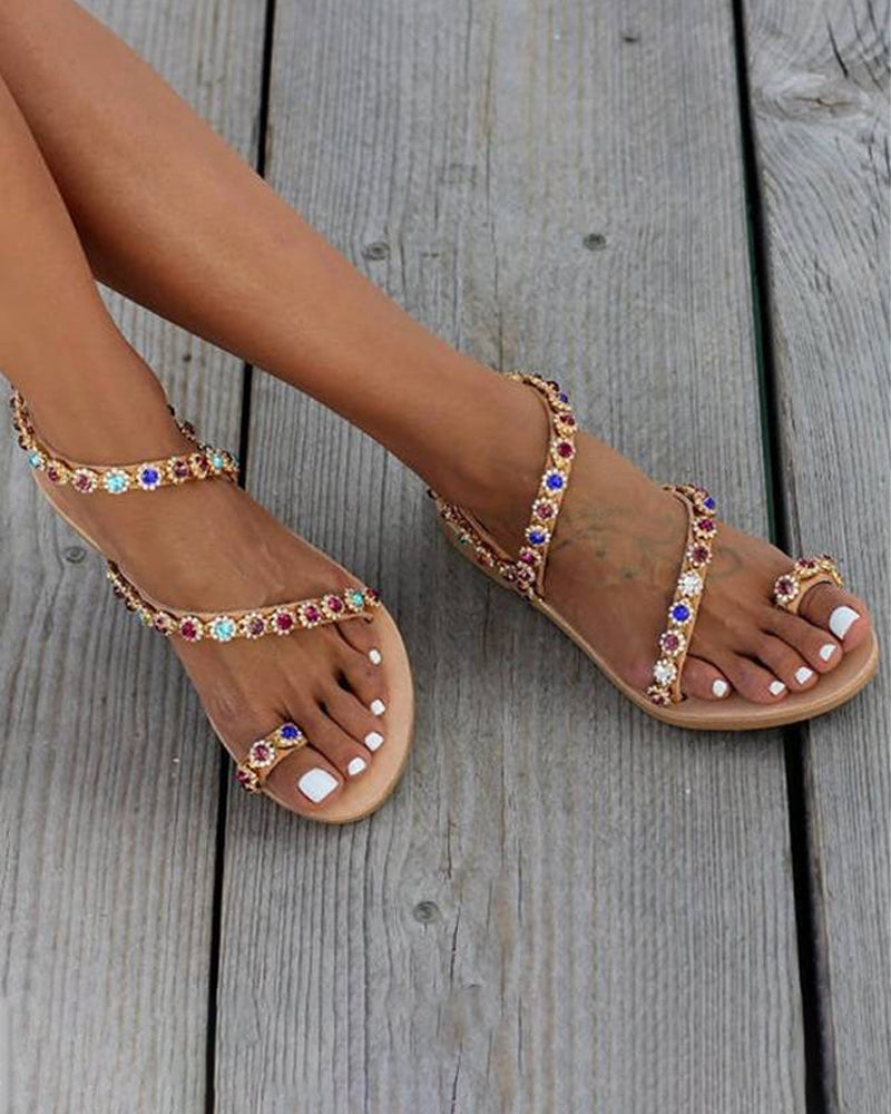 Kleurrijke instap strandsandalen in de kleur Gemengde kleur voor dames in Beach stijl ideaal voor de zomer.