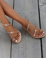 Kleurrijke instap strandsandalen in de kleur Gemengde kleur voor dames in Beach stijl ideaal voor de zomer.