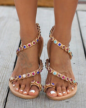 Kleurrijke instap strandsandalen in de kleur Gemengde kleur voor dames in Beach stijl ideaal voor de zomer.