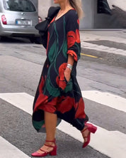 Lange Jurk met bloemenprint in de kleur Bloemen voor dames in stijl ideaal voor de herfst.