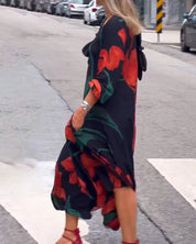 Lange Jurk met bloemenprint in de kleur Bloemen voor dames in stijl ideaal voor de herfst.