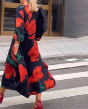 Lange Jurk met bloemenprint in de kleur Bloemen voor dames in stijl ideaal voor de herfst.