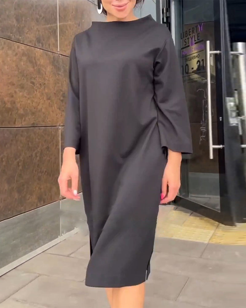 Losvallende jurk in een effen kleur in de kleur Zwart voor dames in stijl ideaal voor de herfst.