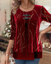 Meerlagige Bordeaux Top met ronde mouwen in de kleur Bordeaux voor dames in stijl ideaal voor de herfst.