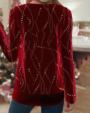 Meerlagige Bordeaux Top met ronde mouwen in de kleur Bordeaux voor dames in stijl ideaal voor de herfst.