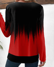 Meerlagige rood-zwarte top met lange mouwen in de kleur Rood voor dames in stijl ideaal voor de herfst.