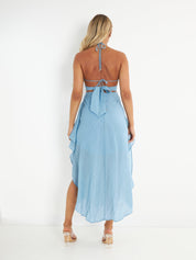 Midi Jurk | Blauw in de kleur Blauw voor dames in stijl ideaal voor de lente.