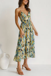 Midi Jurk Veronique in de kleur Oranje/Rood voor dames in stijl ideaal voor de zomer.