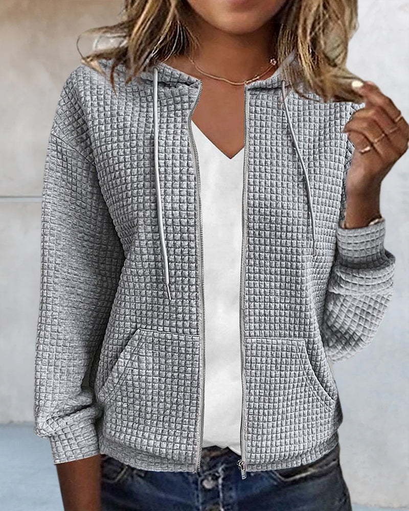 Monique | Casual vest met zakken en koorden in de kleur Grijs voor dames in stijl ideaal voor de herfst.
