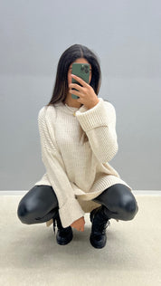 Pullover trui in de kleur Beige voor dames in Heritage stijl ideaal voor de herfst.