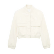 Romy | Short Bomberjack met knopen in de kleur Wit voor dames in Streetwear stijl ideaal voor de herfst.