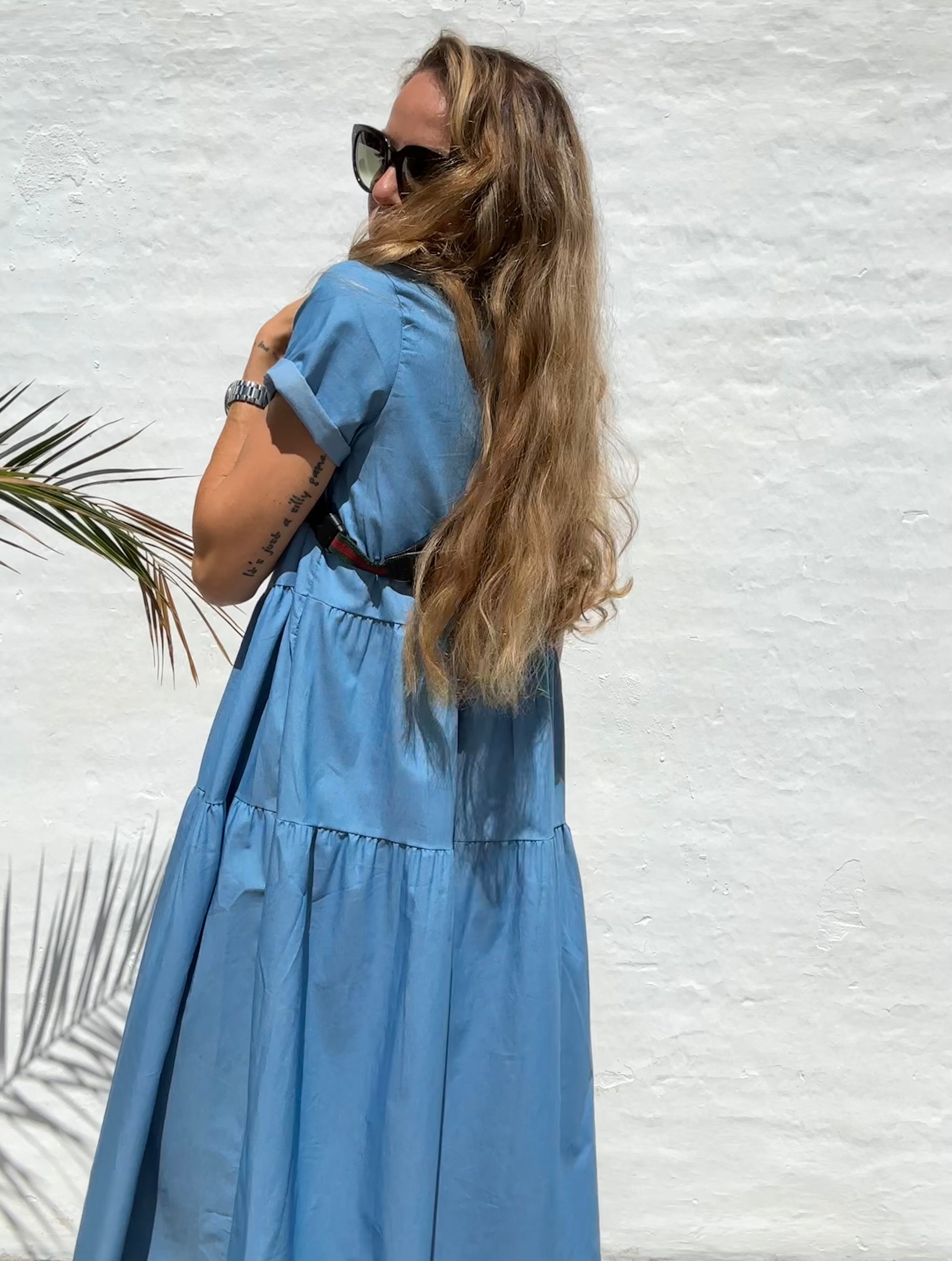 Skye | Lange jurk van denim in de kleur Blauw voor dames in Heritage stijl ideaal voor de lente.