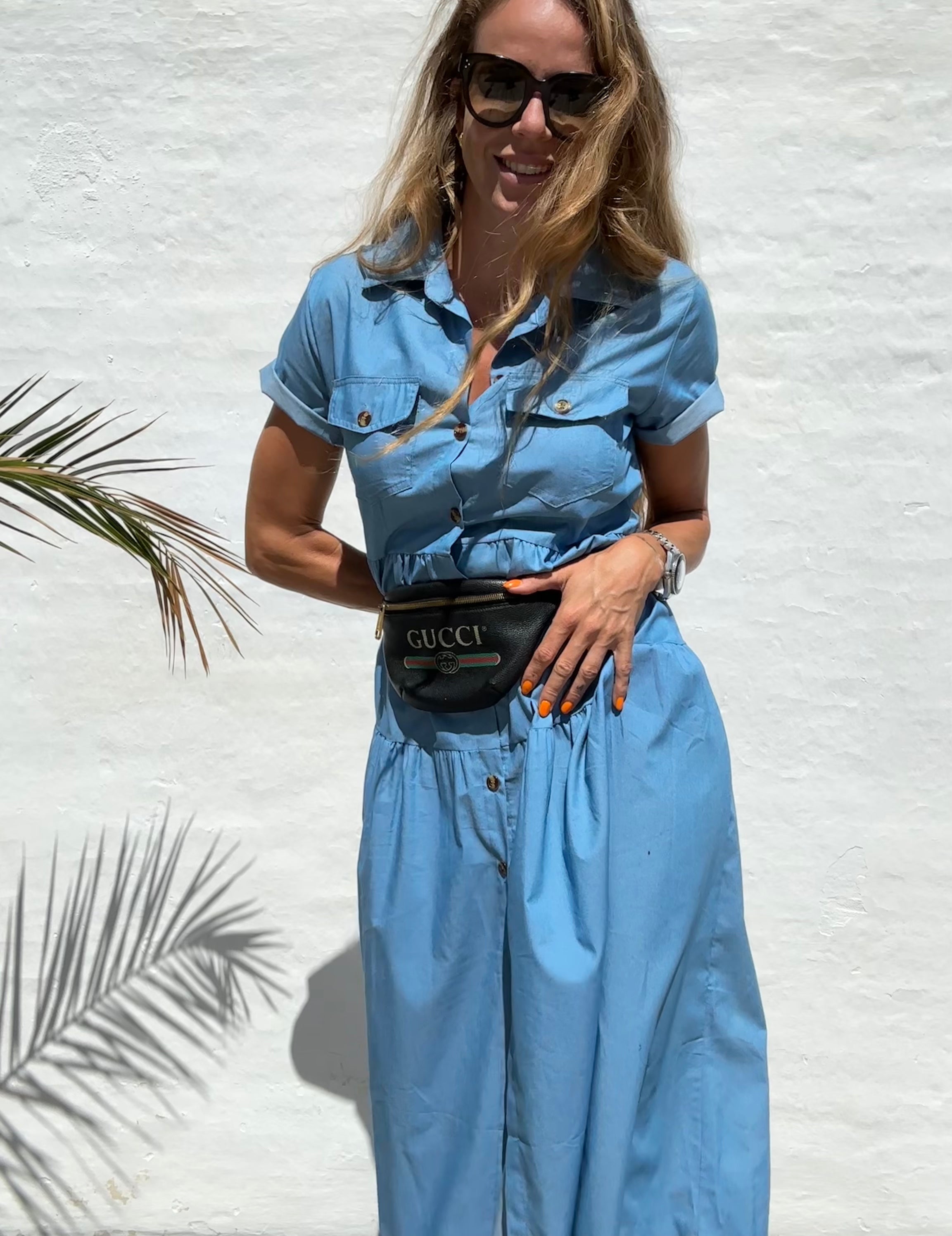 Skye | Lange jurk van denim in de kleur Blauw voor dames in Heritage stijl ideaal voor de lente.